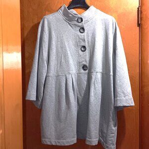 INC International Concepts Womens Fleece Jacket Light Grey 3X Zipper but no hood